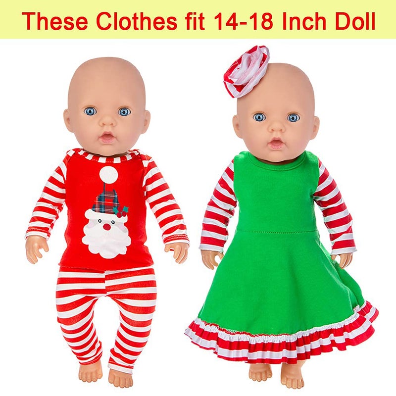 Ecore Fun Ecore un 2 Set 18 Inch Doll Christmas Clothes Dress Pajamas Outfits for 18 Inch Girl Doll - Image 3